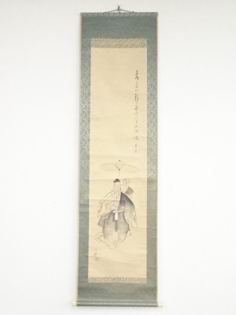 JAPANESE HANGING SCROLL / HAND PAINTED / NOH ACTOR
